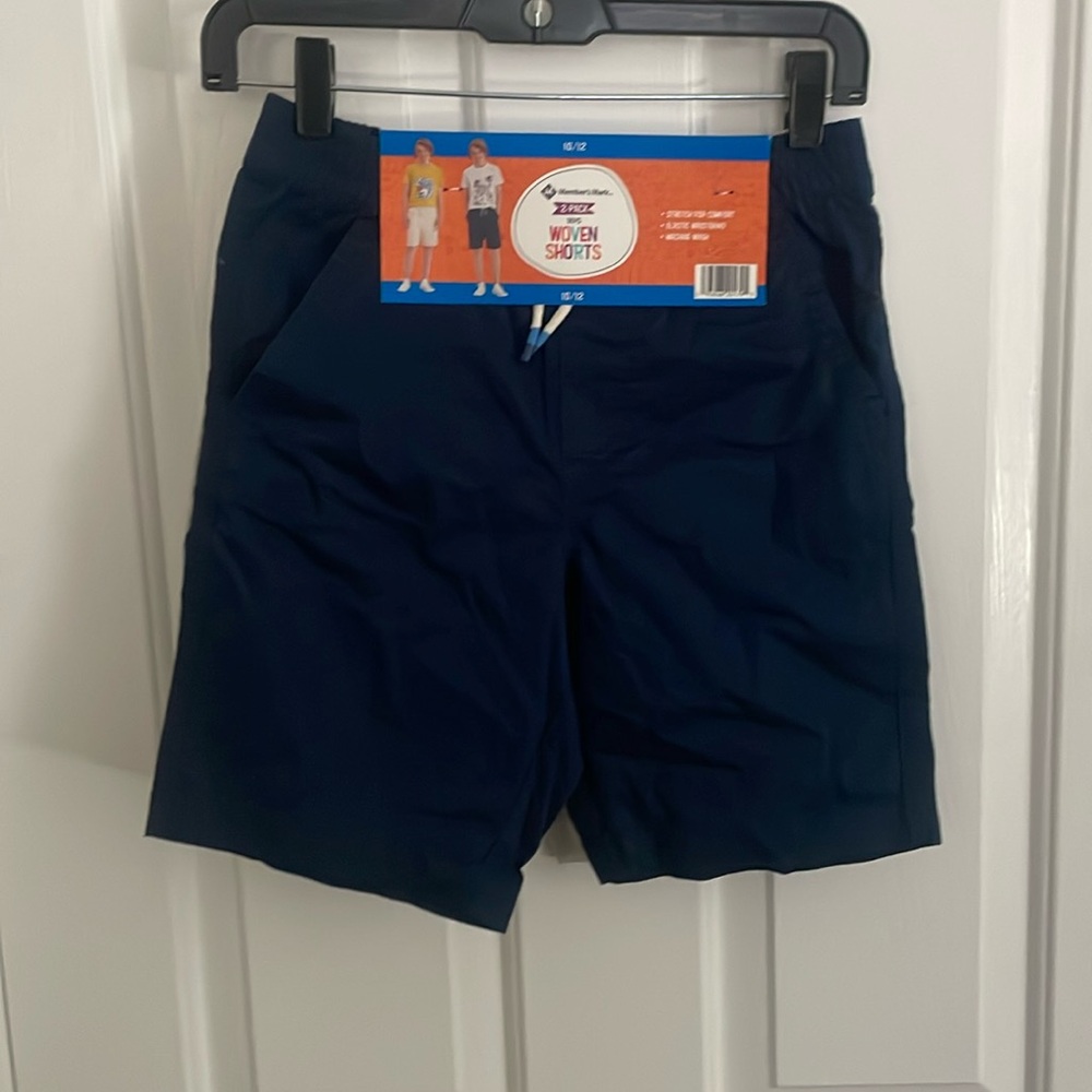 2 boy shorts by members mark size 10/12 blue and beige